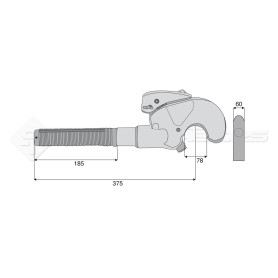 Crochet supérieur filet gauche CBM - L : 375mm - Alesage: 78 - Marque: WALTERSCHEID - Ref: SYGR0965