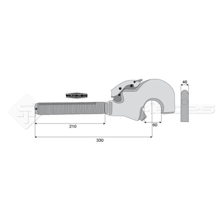 Crochet supérieur filet droit - L : 330mm - Alesage: 60 - Marque: WALTERSCHEID