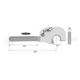 Crochet supérieur filet droit - L : 320mm - Alesage: 50 - Marque: WALTERSCHEID