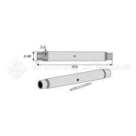 Tube de barre de poussée - L : 470mm