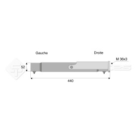 Tube de barre de poussée - L : 440mm - Marque: CLAAS