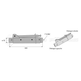 Tube de barre de poussée - L : 440mm