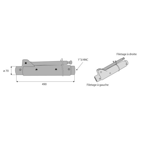 Tube de barre de poussée - L : 490mm