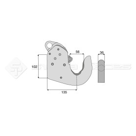 Crochet de bras inférieur à souder - L : 135mm - Alesage: 56 - Marque: CBM - Ref: SYGRI6522