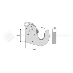 Crochet de bras inférieur à souder - L : 135mm - Alesage: 56 - Marque: CBM