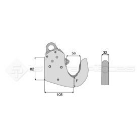 Crochet de bras inférieur à souder - L : 105mm - Alesage: 56 - Marque: CBM - Ref: SYGRI6522S