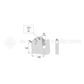 Crochet frontal relevage avant - L : 120mm - Alesage: 30 - Marque: WALTERSCHEID