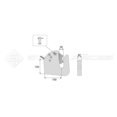 Crochet frontal relevage avant - L : 120mm - Alesage: 30 - Marque: WALTERSCHEID