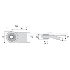 Rotule à souder coudée - L : 110mm