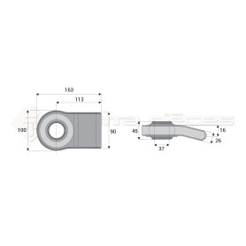 Rotule à souder coudée - L : 113mm