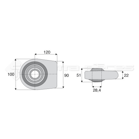 Rotule à souder droite - L : 120mm - Marque: WALTERSCHEID