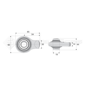 Rotule base ronde plane - L : 34mm