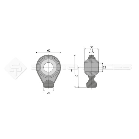 Rotule base ronde plane - L : 50mm