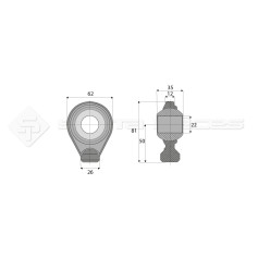 Rotule base ronde plane - L : 50mm