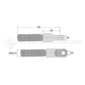 Embout fileté mâle - L : 92mm