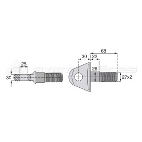 Pivot fileté mâle - L : 68mm - Ref: SYSLAE2402