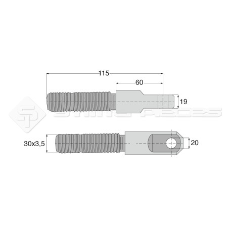 Embout fileté mâle - L : 115mm