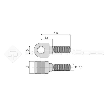 Embout fileté mâle - L : 112mm