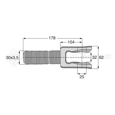 Embout fileté femelle - L : 178mm