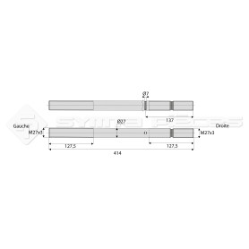 Tige filetée pour suspente mécanique - L : 414mm - Marque: JOHN DEERE - Ref: SYML2838TF