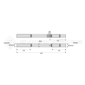 Tige filetée pour suspente mécanique - L : 470mm - Marque: CNH