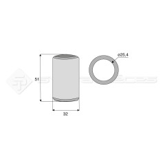 Bague de réduction de rotule - Longueur : 51  - Réf : DA22212 - Ref: SYBP1241