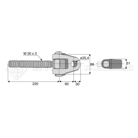 Articulation - Alesage : 25.4 - Longueur : 220  - Réf: SY2ATF25G