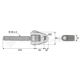 Articulation - Alesage : 32 - Longueur : 224  - Réf : DA22258 - Ref: SYATF32D