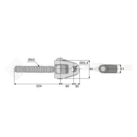 Articulation - Alesage : 25.4 - Longueur : 224  - Réf : DA22259 - Ref: SYATF25D