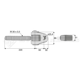 Articulation - Alesage : 25.4 - Longueur : 220  - Réf : DA22264 - Ref: SYATF005