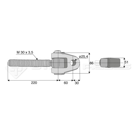 Articulation - Alesage : 25.4 - Longueur : 220  - Réf: SYATF005