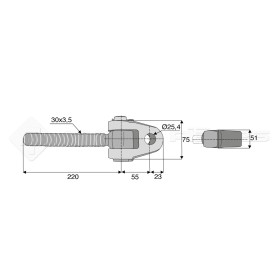 Articulation - Alesage : 25.4 - Longueur : 220  - Réf: SYATF004