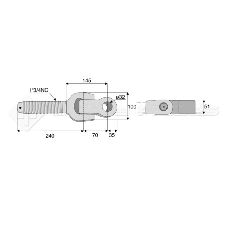 Articulation - Alesage : 32 - Longueur : 240  - Réf: SY4ATF32G