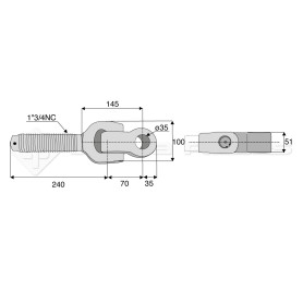 Articulation - Marque: JOHN DEERE - Alesage : 35 - Longueur : 240  - Réf: SY4ATF35D