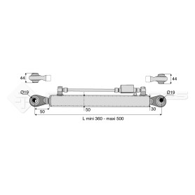 Barre de poussée hydraulique - Diam. Coté tracteur : 19 - Diam. Coté outil : 19 - Réf: SYH3P249