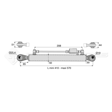 Barre de poussée hydraulique - Diam. Coté tracteur : 25.4 - Diam. Coté outil : 19 - Réf: SYH3P251