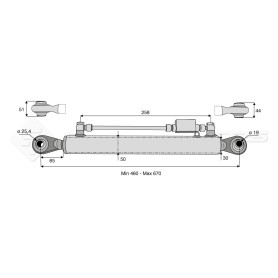 Barre de poussée hydraulique - Diam. Coté tracteur : 25.4 - Diam. Coté outil : 19 - Réf : DA22339 - Ref: SYH3P253