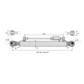 Barre de poussée hydraulique - Diam. Coté tracteur : 19 - Diam. Coté outil : 19 - Réf : DA22340 - Ref: SYH3P252