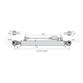 Barre de poussée hydraulique - Diam. Coté tracteur : 19 - Diam. Coté outil : 19 - Réf : DA22342 - Ref: SYH3P254