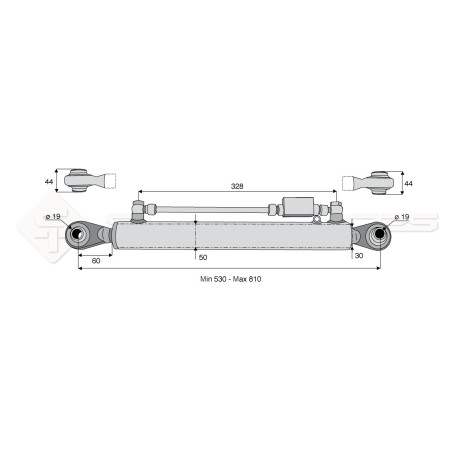 Barre de poussée hydraulique - Diam. Coté tracteur : 19 - Diam. Coté outil : 19 - Réf: SYH3P254