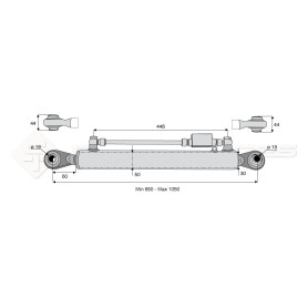 Barre de poussée hydraulique - Diam. Coté tracteur : 19 - Diam. Coté outil : 19 - Réf: SYH3P256