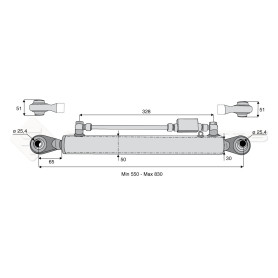 Barre de poussée hydraulique - Diam. Coté tracteur : 25.4 - Diam. Coté outil : 25.4 - Réf: SYH3P262