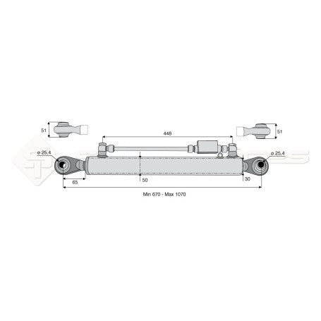 Barre de poussée hydraulique - Diam. Coté tracteur : 25.4 - Diam. Coté outil : 25.4 - Réf: SYH3P264