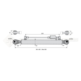 Barre de poussée hydraulique - Diam. Coté tracteur : 25.4 - Diam. Coté outil : 25.4 - Réf : DA22346 - Ref: SYH3P260