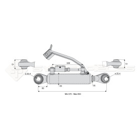 Barre de poussée hydraulique - Diam. Coté tracteur : 25.4 - Diam. Coté outil : 25.4 - Réf: SYH3P280