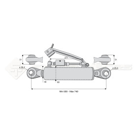 Barre de poussée hydraulique - Diam. Coté tracteur : 25.4 - Diam. Coté outil : 25.4 - Réf: SYH3P268