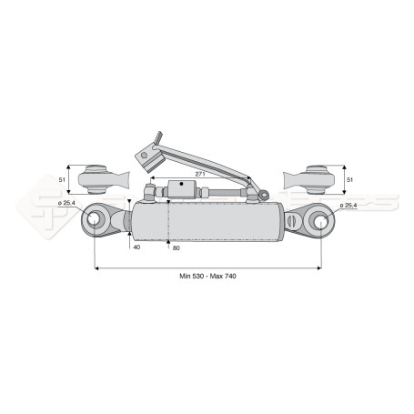 Barre de poussée hydraulique - Diam. Coté tracteur : 25.4 - Diam. Coté outil : 25.4 - Réf: SYH3P268