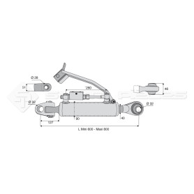 Barre de poussée hydraulique - Diam. Coté tracteur : 32 - Diam. Coté outil : 32 - Réf: SYH3PA32R3600