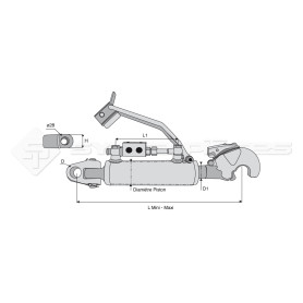 Barre de poussée hydraulique - Diam. Coté tracteur : 32 - Diam. Coté outil : Crochet cat 3 - Réf : DA22358 - Ref: SYH3PA32C3550