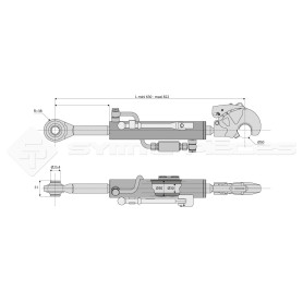 Barre de poussée hydraulique - Diam. Coté tracteur : 25.4 - Diam. Coté outil : Crochet cat 2 - Réf : DA22363 - Ref: SYH3PR2C2630